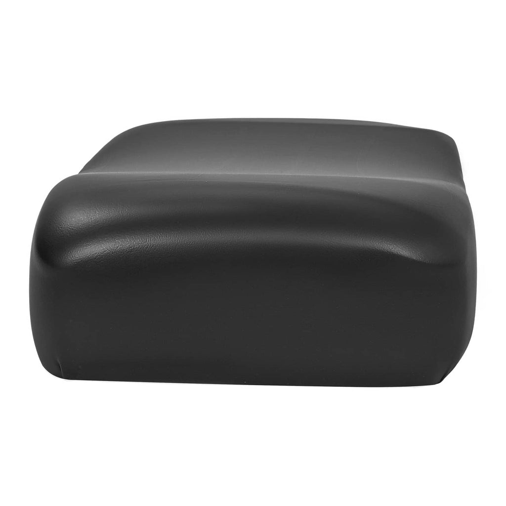Black golf cart seat back cushion, 3/4 view with padded, textured surface