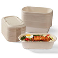 Light beige 34 oz disposable food containers with lids, stackable set
