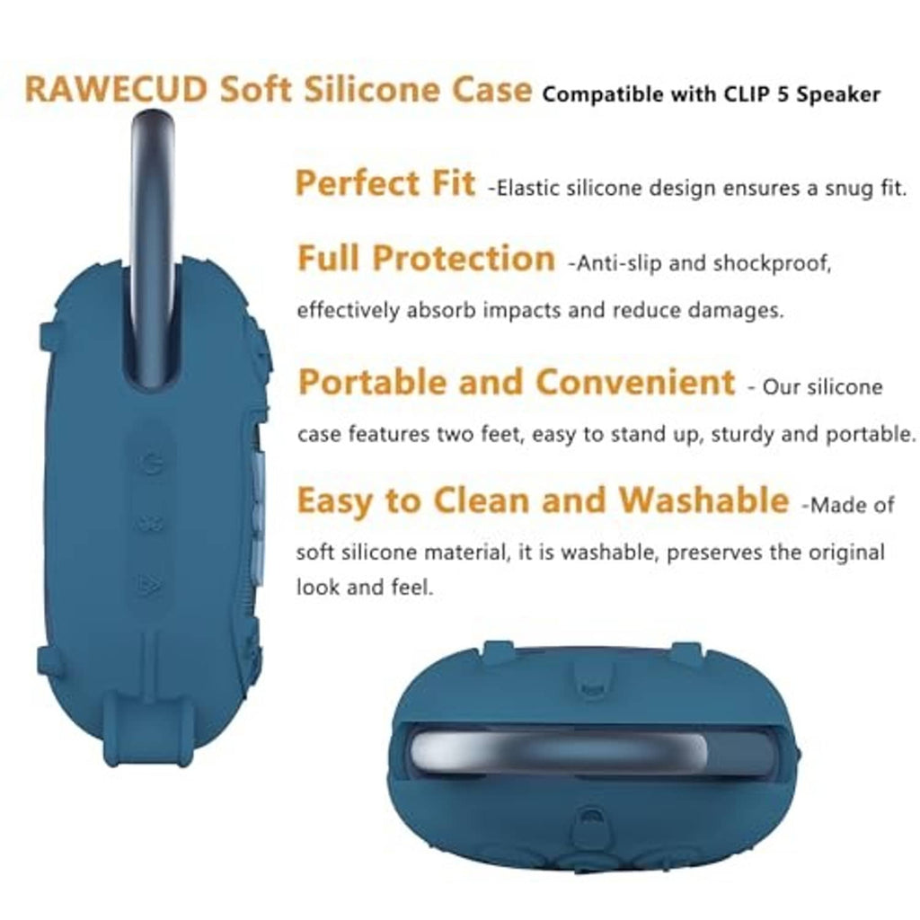 Blue soft silicone speaker cover with port cutouts, two-sided design