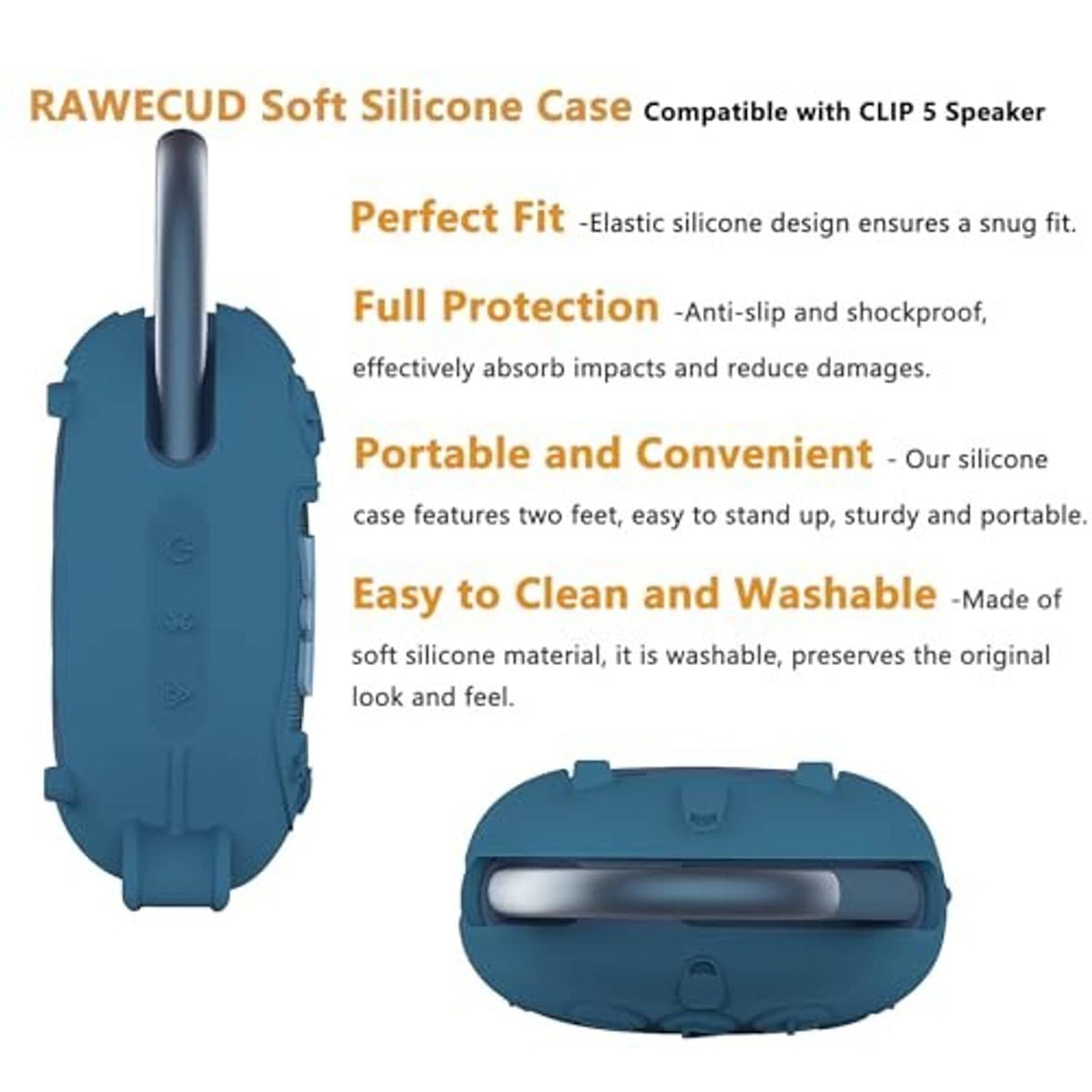 Blue soft silicone speaker cover with port cutouts, two-sided design