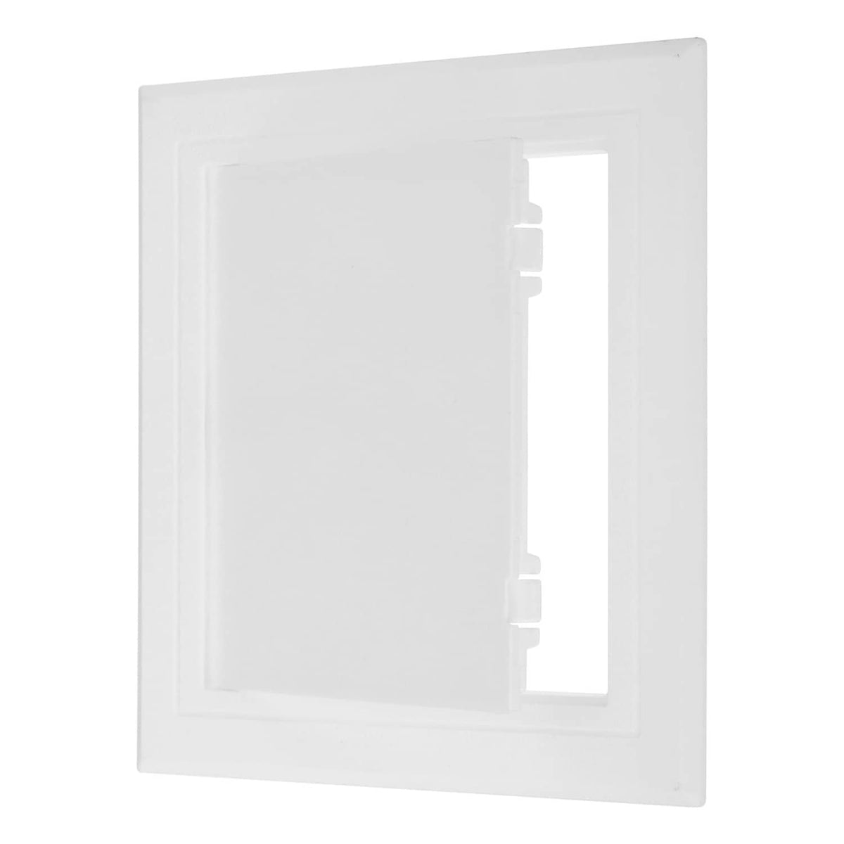 White square hinged access panel with rectangular opening, removable hinged door