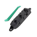 Power seat control switch for front left driver side, black housing with green lever