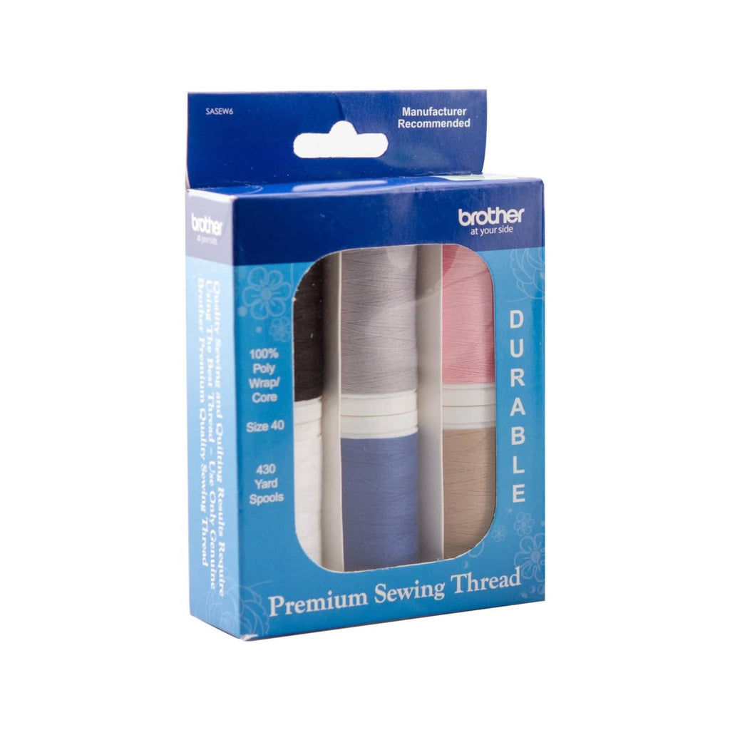 Brother premium sewing thread spools pack, assorted colors, poly core