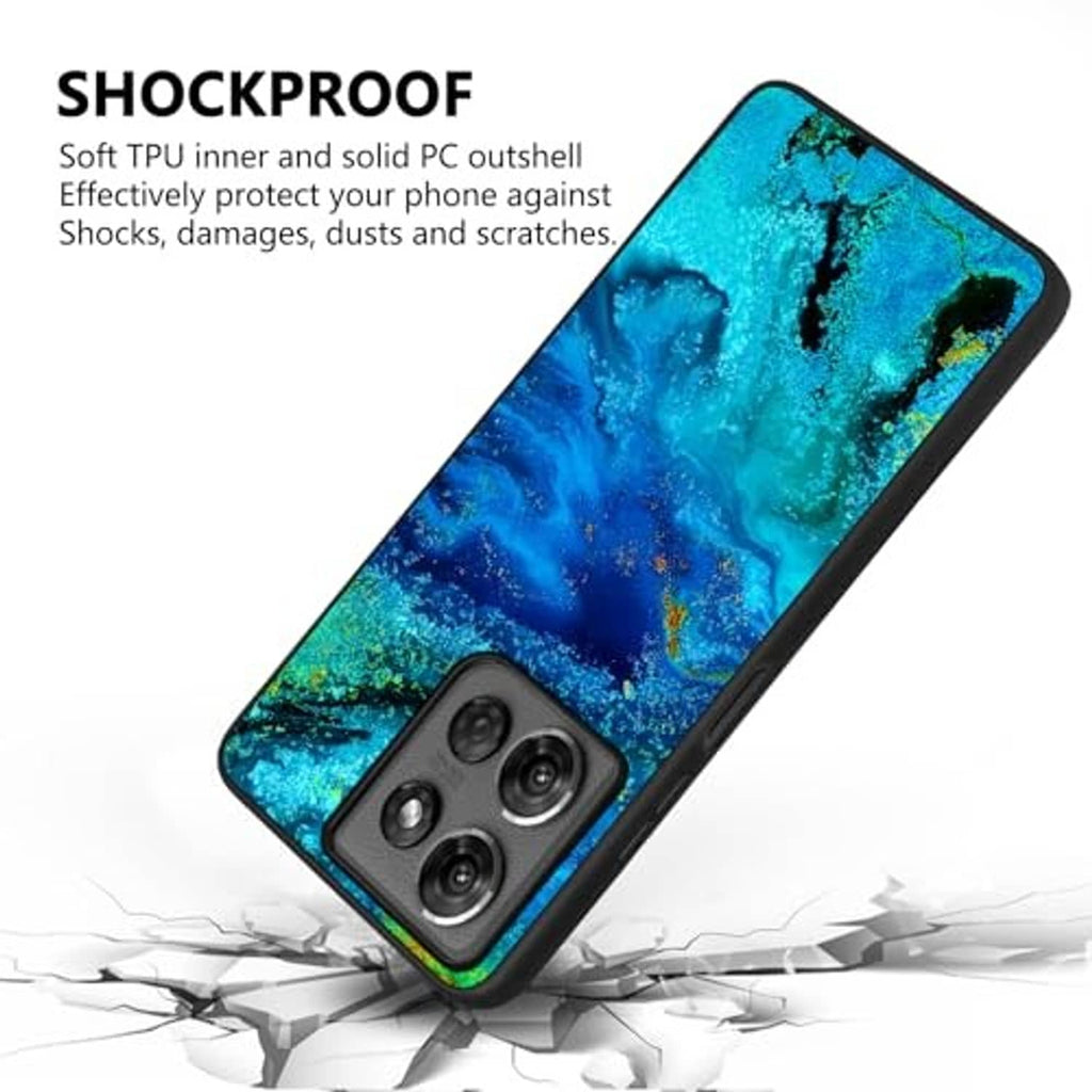 Shockproof blue galaxy phone case with thick corners and quad camera cutout