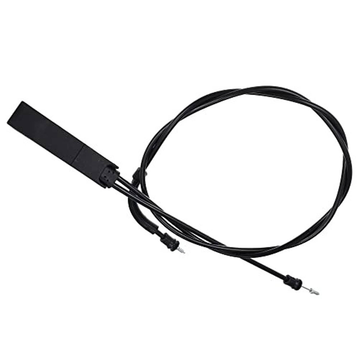 Black bonnet release cable assembly with long wire and end connector pins