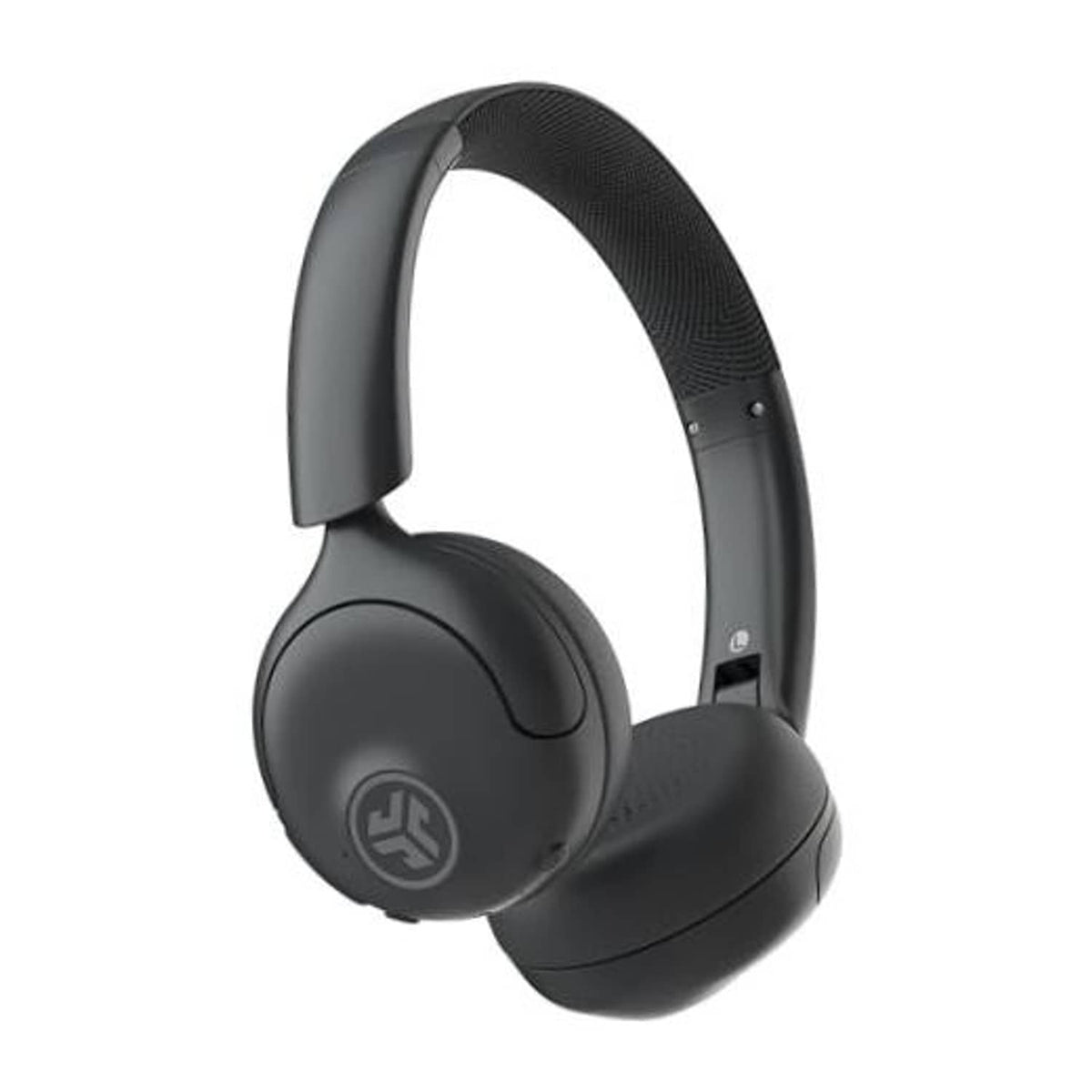 Graphite on-ear ANC headphones with cushioned earcups and adjustable headband.