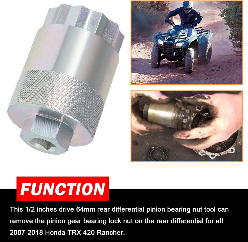 64mm rear differential pinion nut socket tool, knurled sleeve and hex socket end