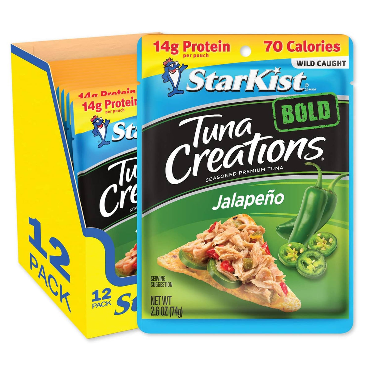 StarKist Tuna Creations BOLD Jalapeño 2.6 oz pouch with 12-pack box