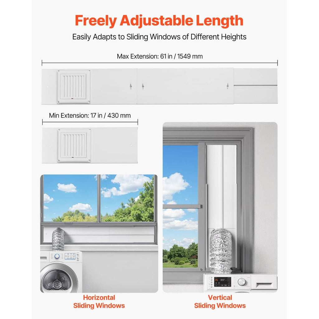 Adjustable dryer vent window kit with telescoping panel for sliding windows