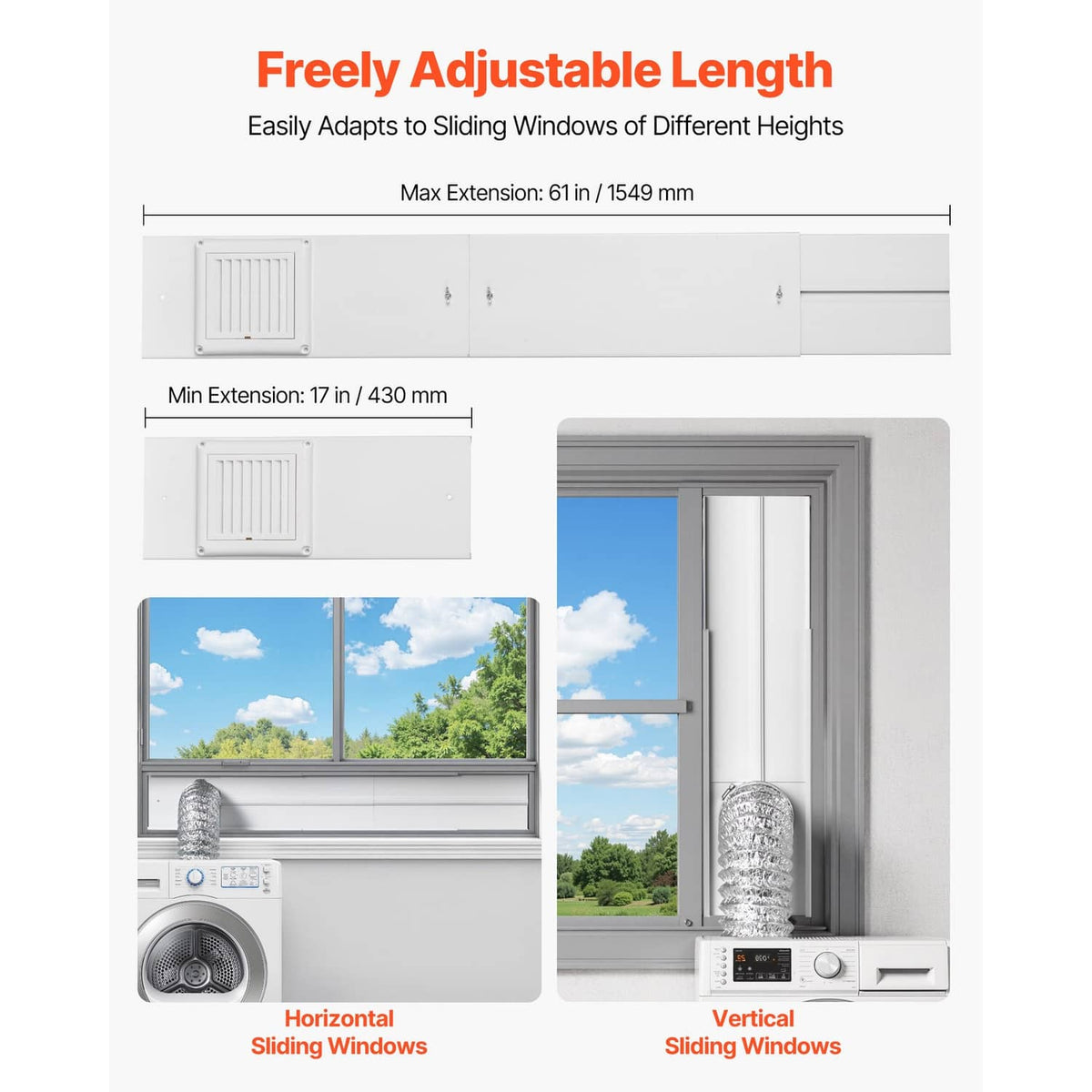 Adjustable dryer vent window kit with telescoping panel for sliding windows