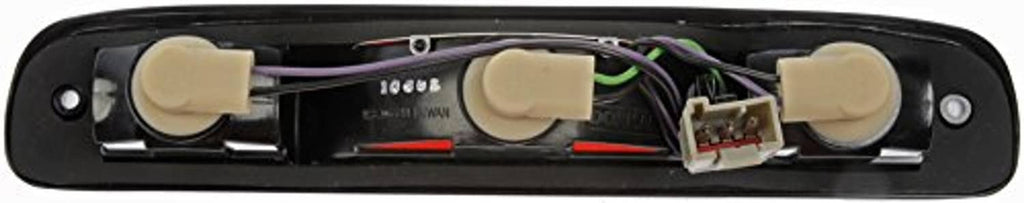 Center high mount stop light underside with wiring harness and bulb sockets, black housing