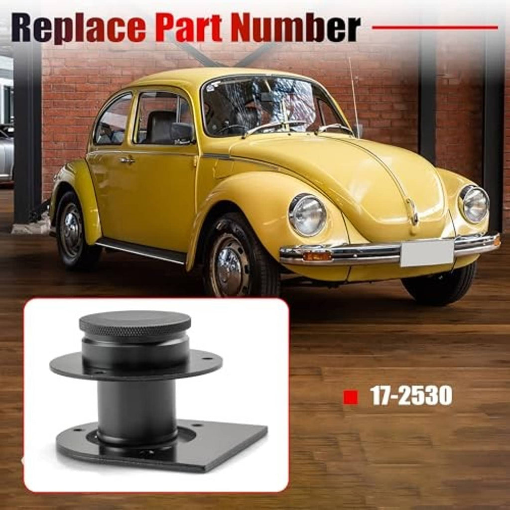 Black weld-on filler neck base with textured top cap for remote fuel tank