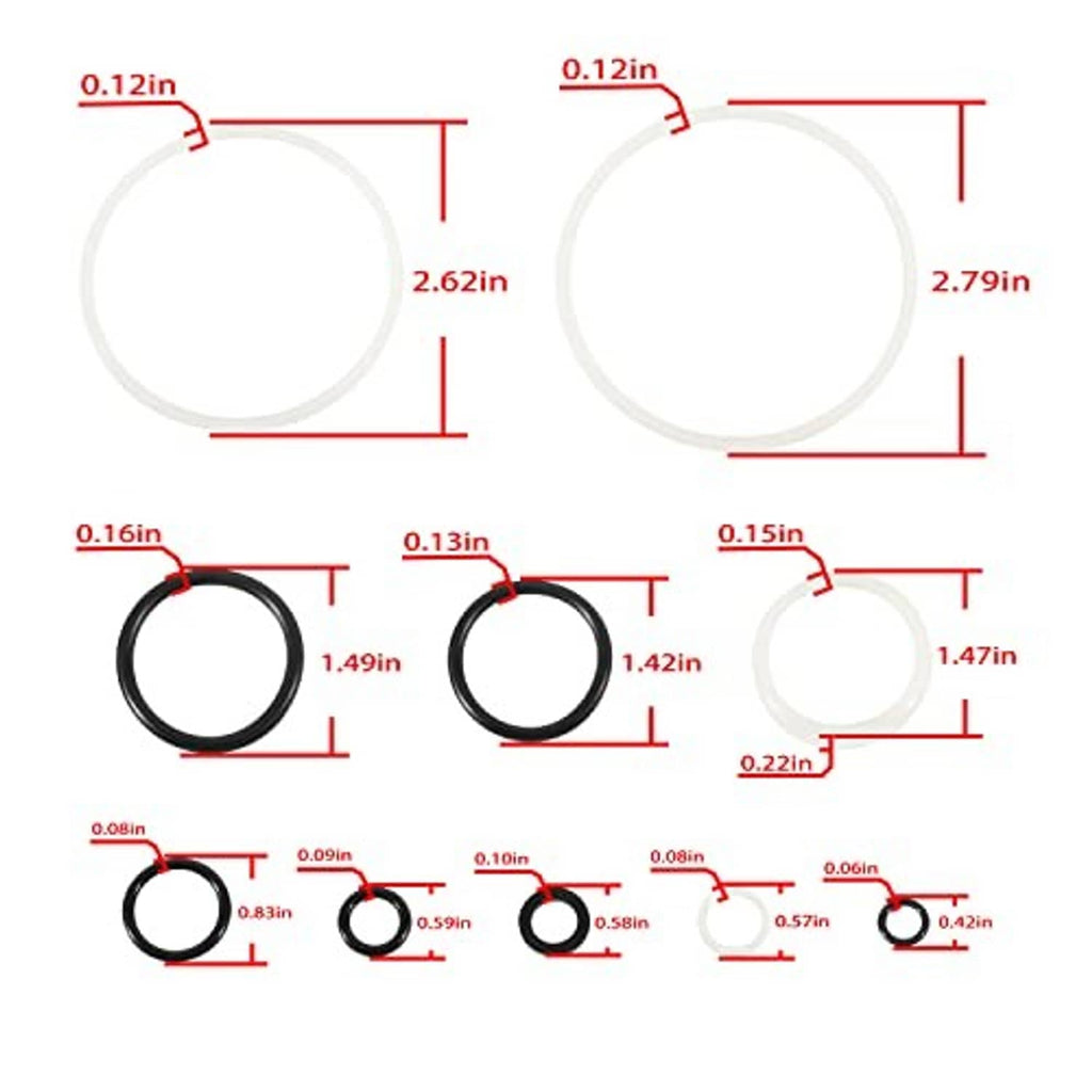 Seal repair kit size diagram with circular gasket and O-ring dimensions in inches