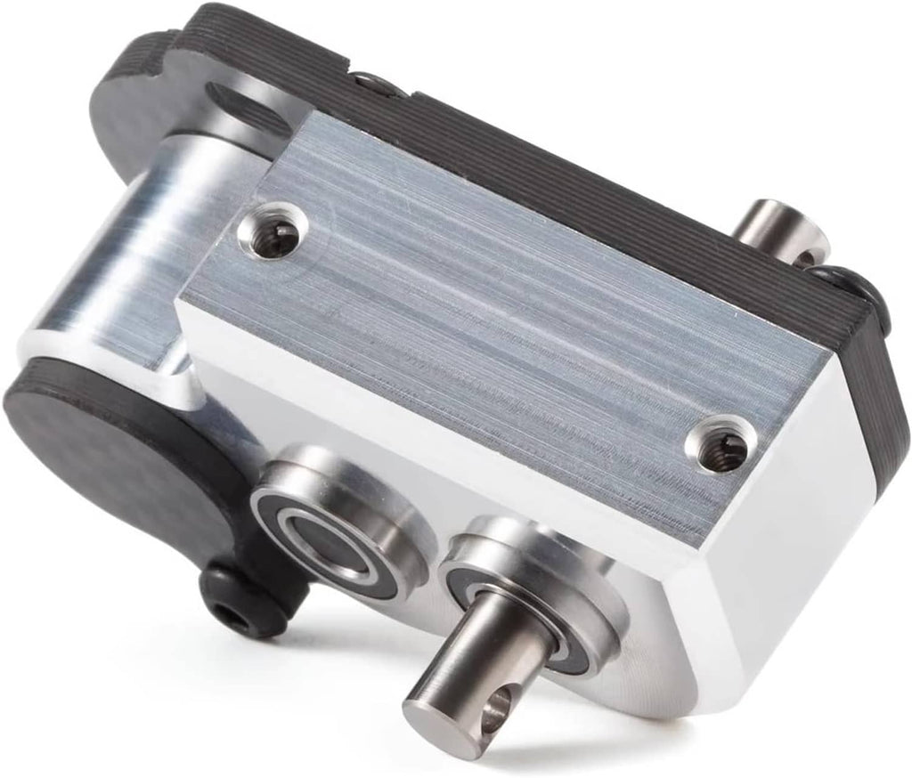 Ultralight tiny gearbox aluminum block with mounting holes and dark strap