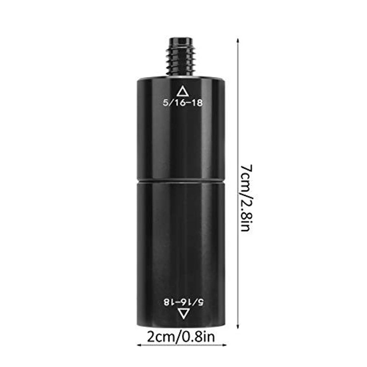 Black billiard cue extension sleeve with visible threading and compact cylindrical body