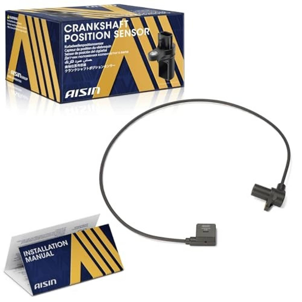 Crankshaft position sensor kit with round wire lead, connector, and retail box