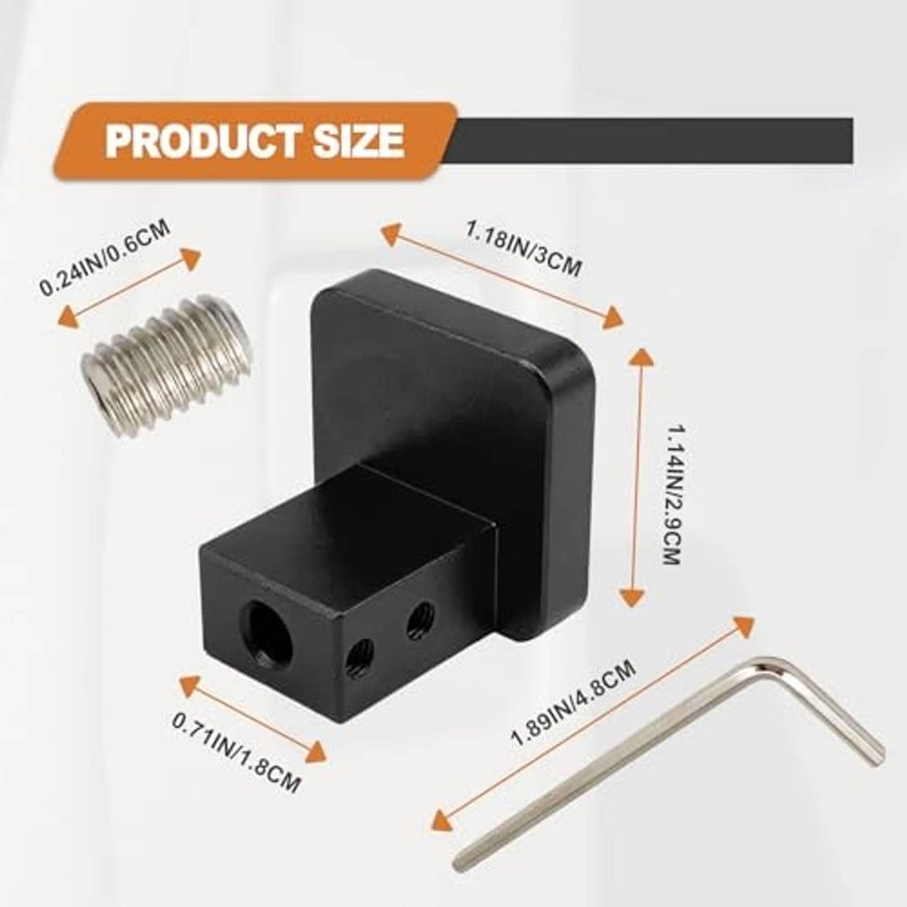 Black hood latch release handle bracket with two screws and an L-shaped hex key.