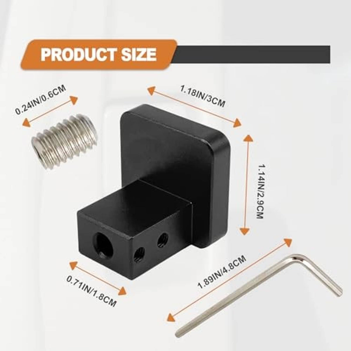 Black hood latch release handle bracket with two screws and an L-shaped hex key.