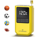 Yellow portable electric ball pump with digital display and metal needle valve