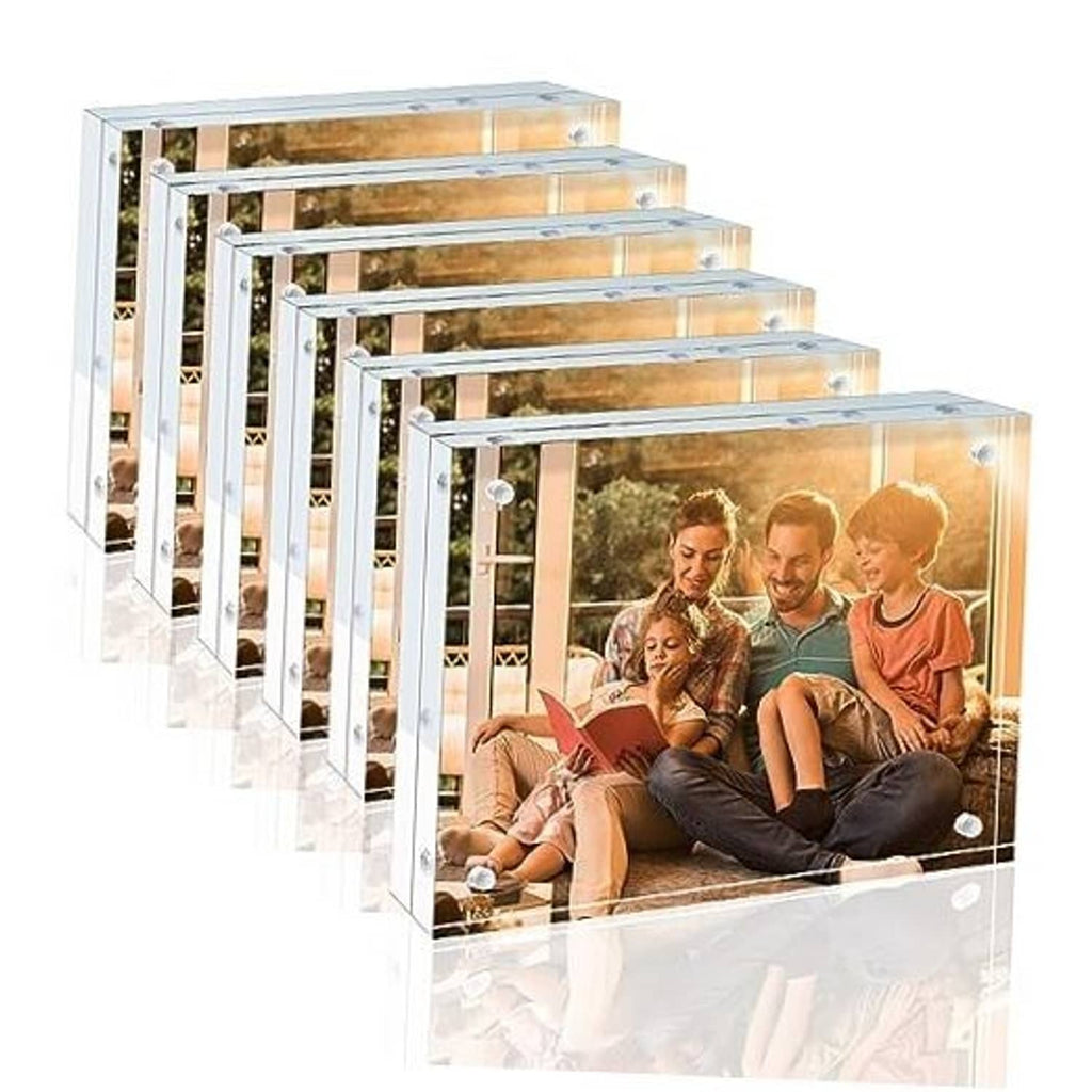 Clear acrylic frameless picture frame set, stacked transparent 5x7 double frames