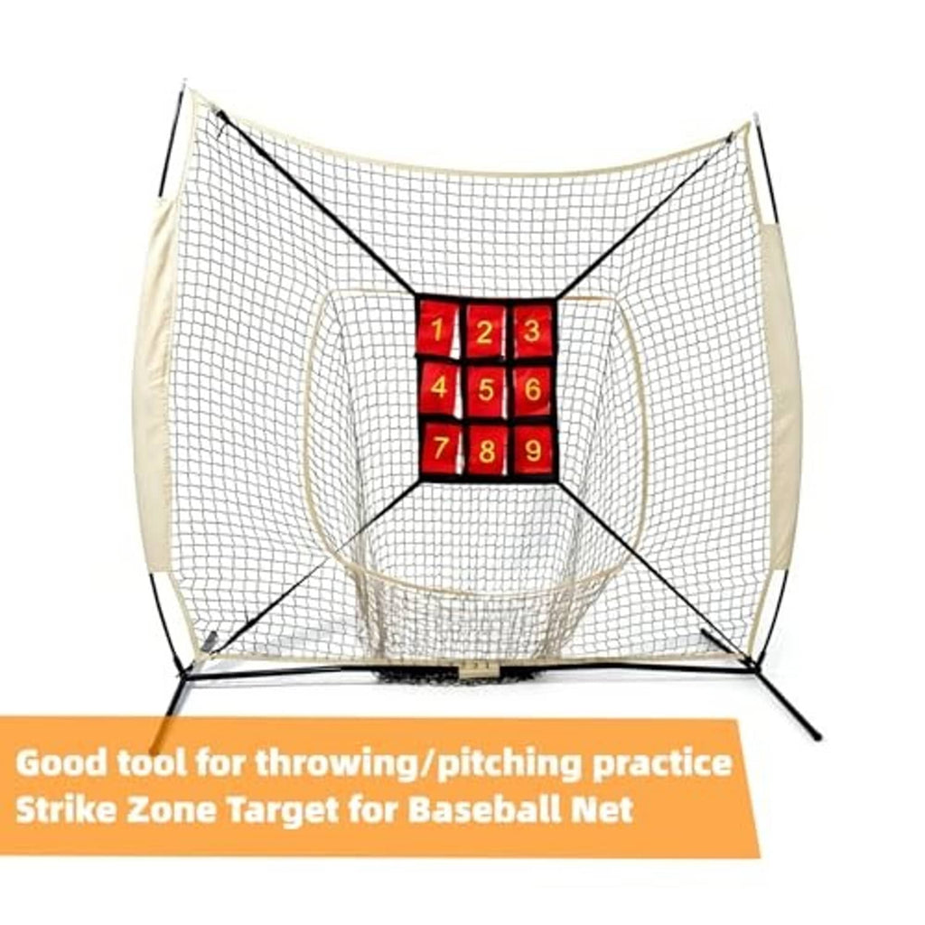 Numbered strike zone target hole net with white mesh and red 1–9 scoring squares