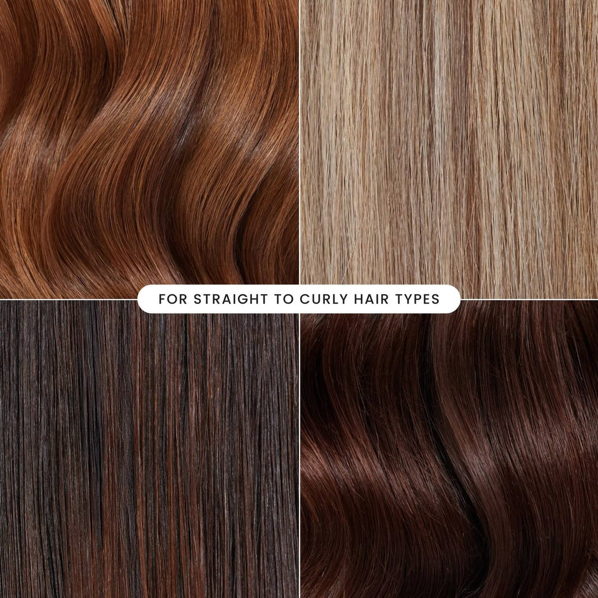 Hair type swatches showing straight-to-curly styles for detangling