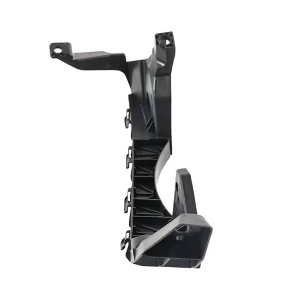 Single black plastic bumper support bracket with mounting holes and ribbed support structure