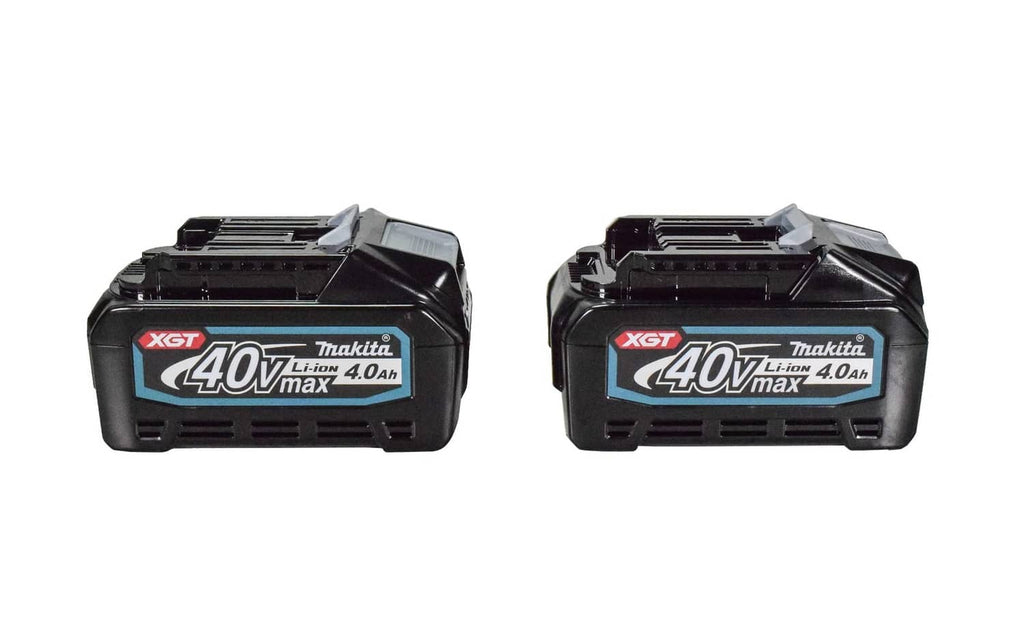 Makita XGT 40V Max 4.0Ah lithium-ion battery, 2-pack, side view