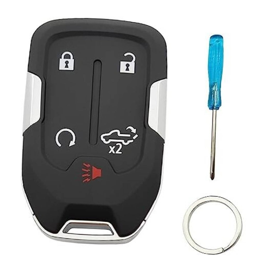 Dark smart key fob shell cover with 5-button icons and key ring