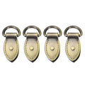 Bronze-tone metal bag side clip buckles with tan leather tabs, 4-pack