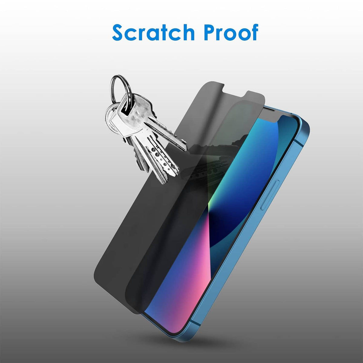 Scratch-proof tempered glass privacy screen protector in black with protective film