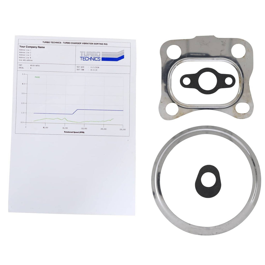 Turbocharger gasket set with metal gasket and circular gasket rings