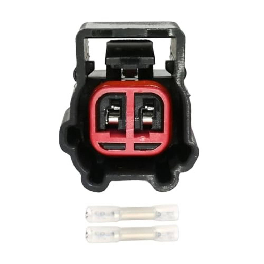 Electronic throttle body connector with dual-slot plug and two white wire terminals
