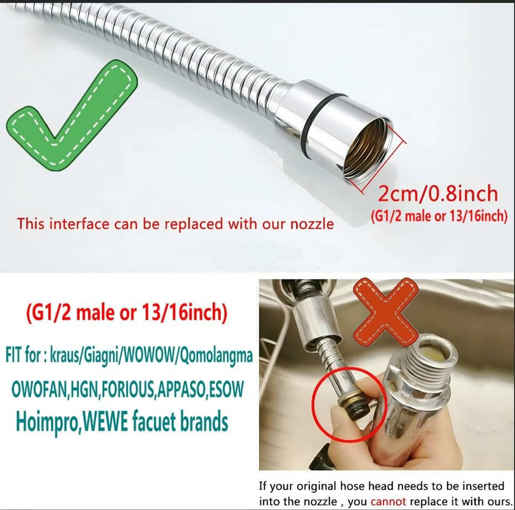 Brushed nickel sprayer interface with G1/2 male or 13/16 in thread coupling