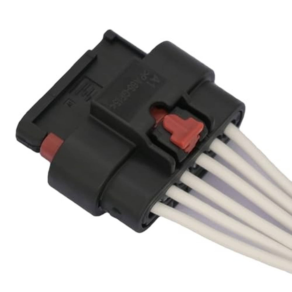 Throttle body connector plug with orange latch and white lead wires
