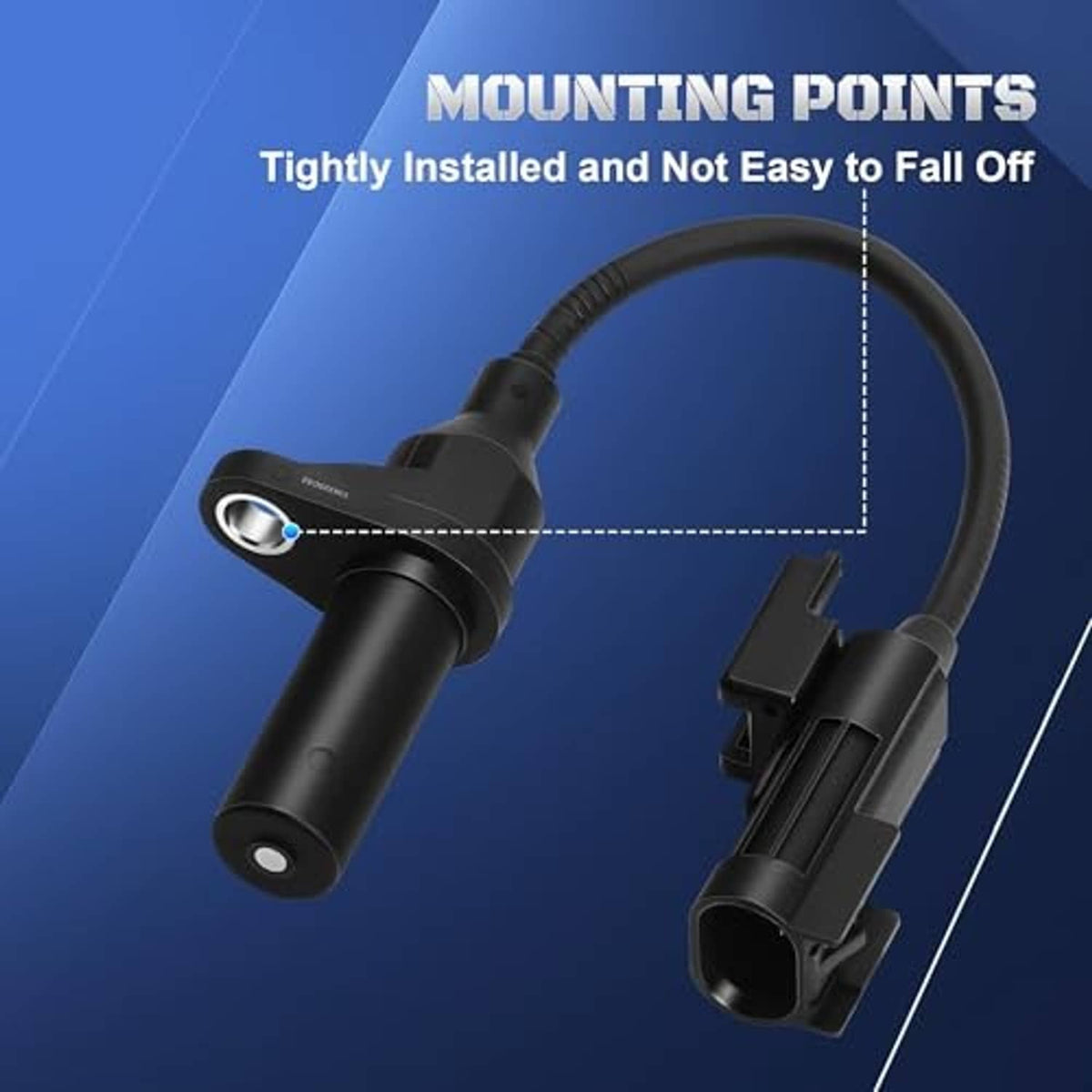 Crankshaft position sensor with mounting points and right-angle 2-pin connector