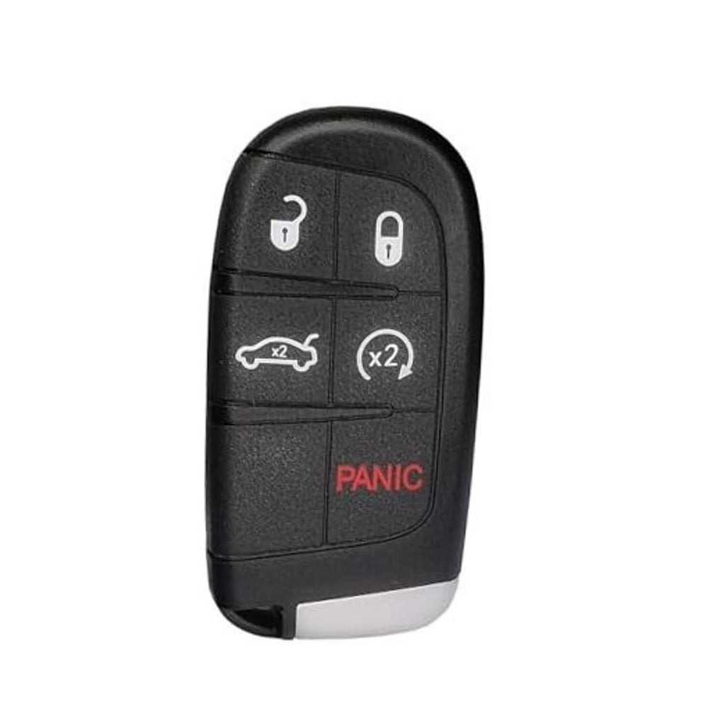 Black smart key fob with lock, unlock, x2, and red PANIC buttons