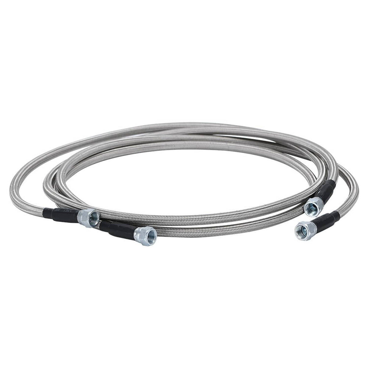 Stainless steel braided cooler lines with black couplers and hex bolt end fittings