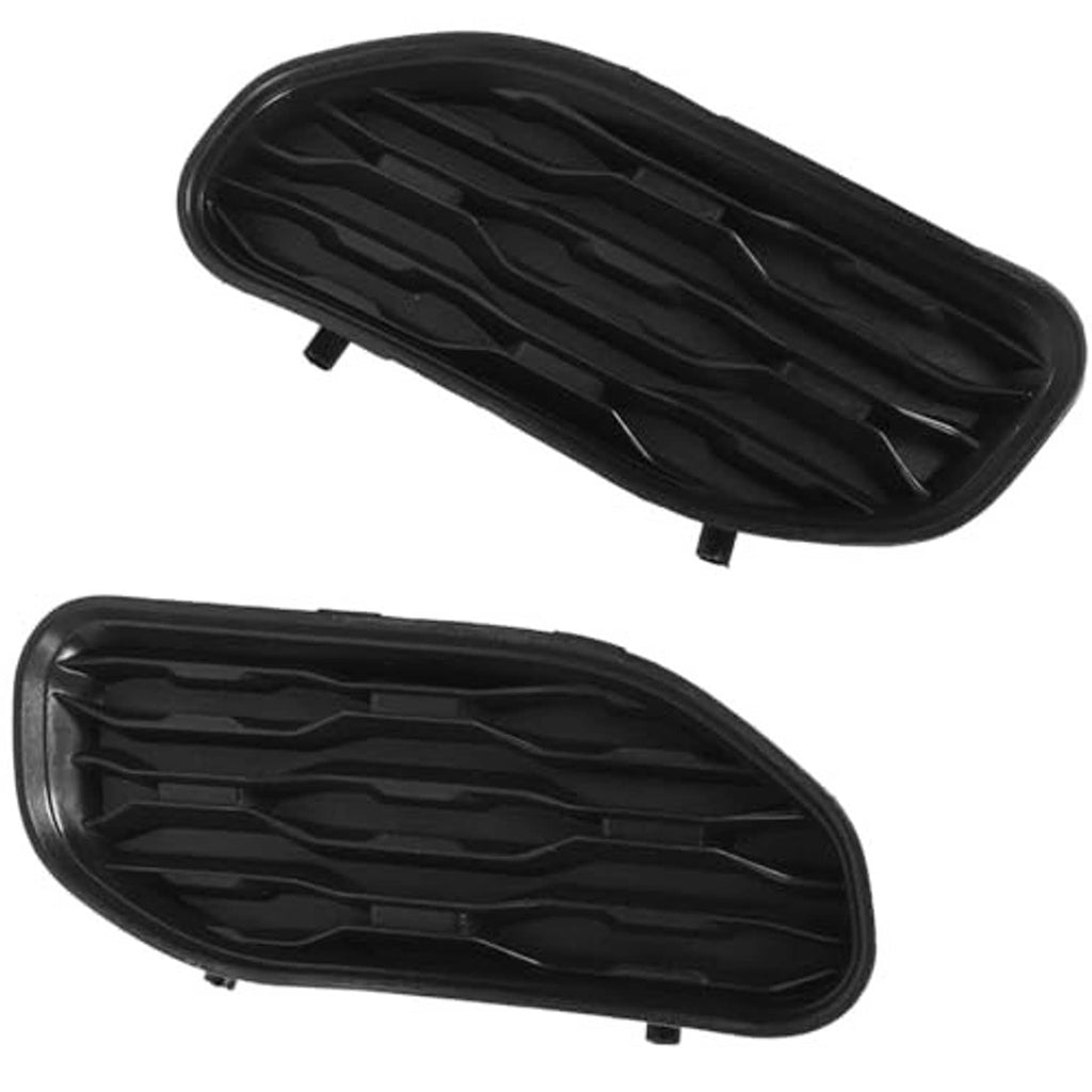 Pair front lower grille insert covers, black slats with curved oval shape
