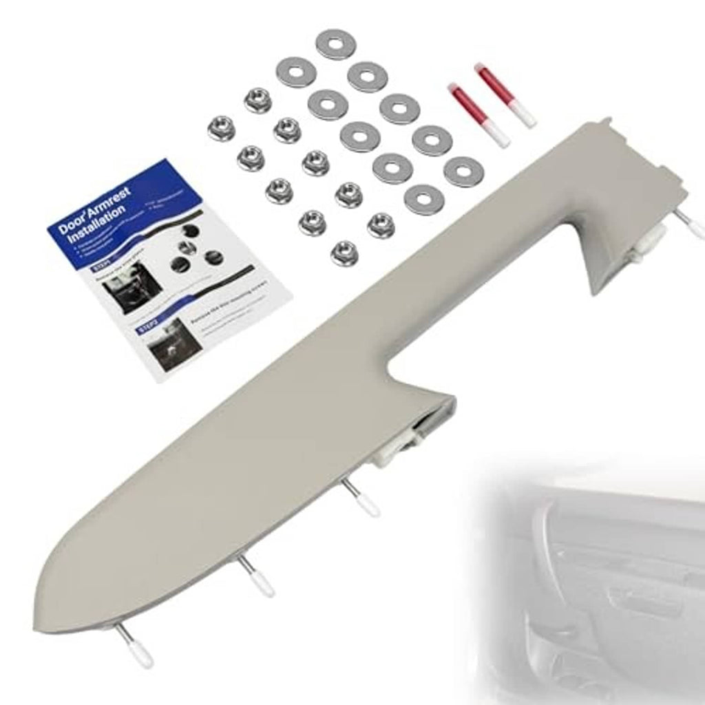 Gray front right passenger armrest cover with mounting hardware and gasket fasteners kit