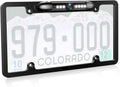 Universal license plate backup camera with built-in lens and LED light bar