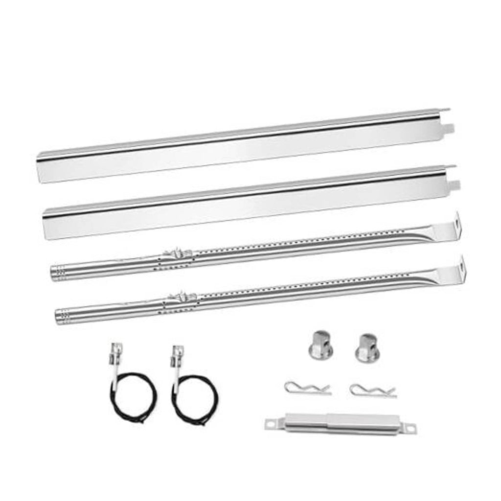 Grill burner replacement tubes with mounting hardware, stainless steel