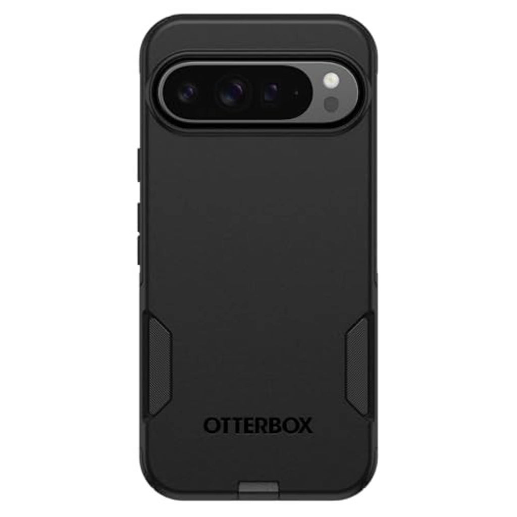 Black OtterBox phone case with textured side grips and raised camera opening