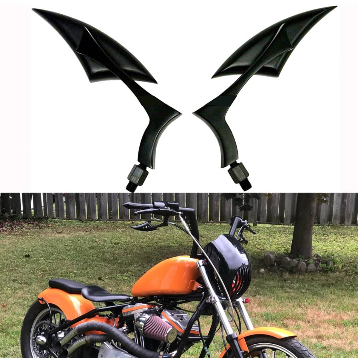 RivetOak PAIR 8mm 10mm Motorcycle Rearview Side Mirrors For Kawasaki Honda Ducati Suzuki