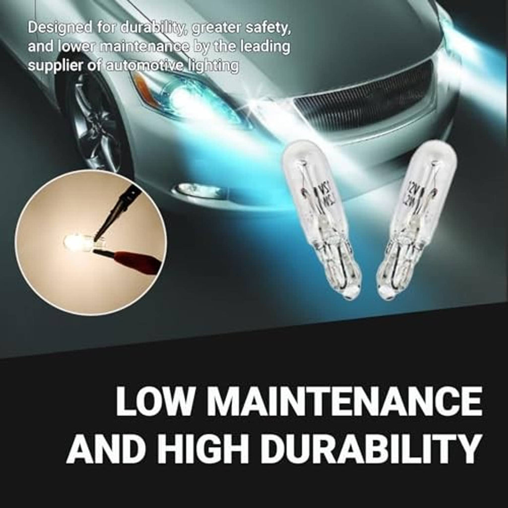 Two T5 white wedge bulbs emitting bright white light, clear glass bodies