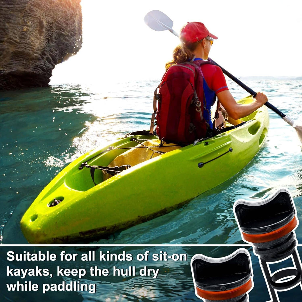 Kayak drain plug: black nylon stopper with orange seal ring for keeping the hull dry