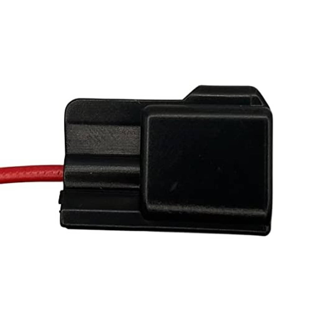 Crankshaft position sensor wiring connector with red and black leads, black plug housing
