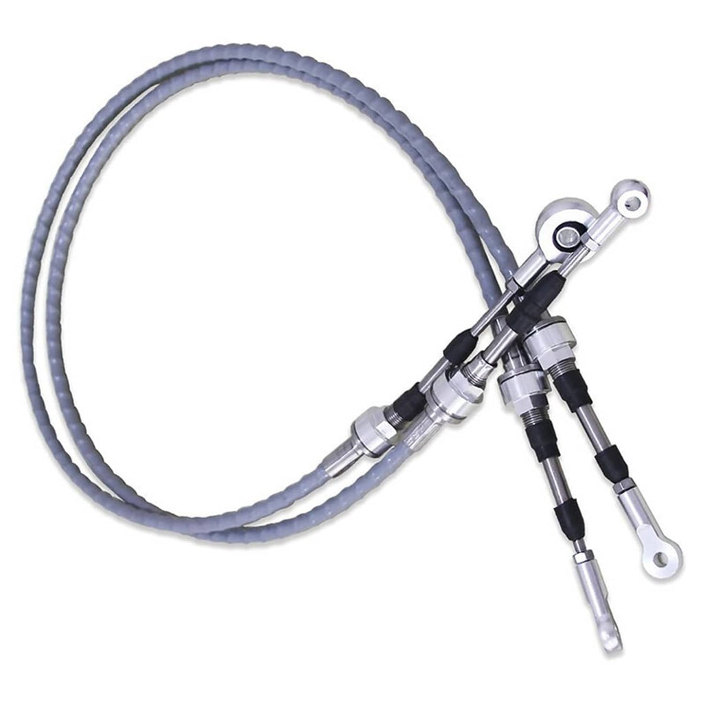 Shifter cable linkage set with blue braided cables and silver metal rods