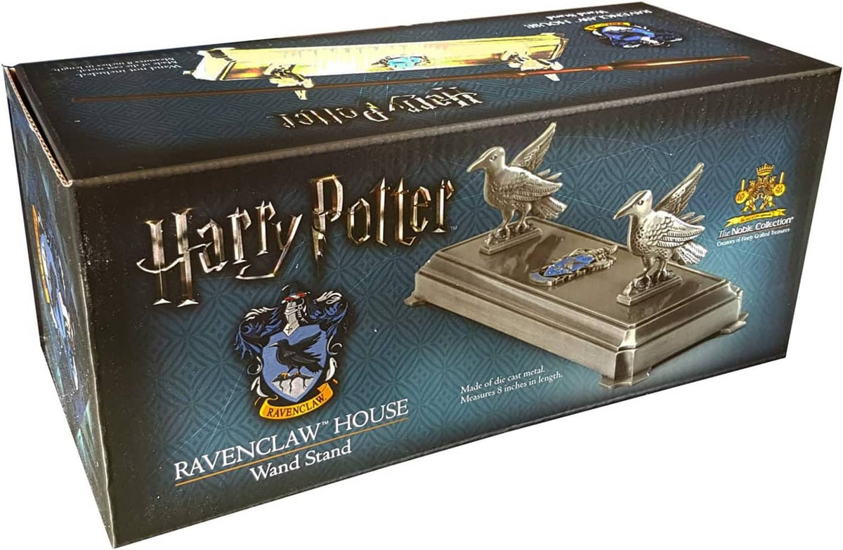 Ravenclaw House wand stand retail box with metal wand stand and raven figures