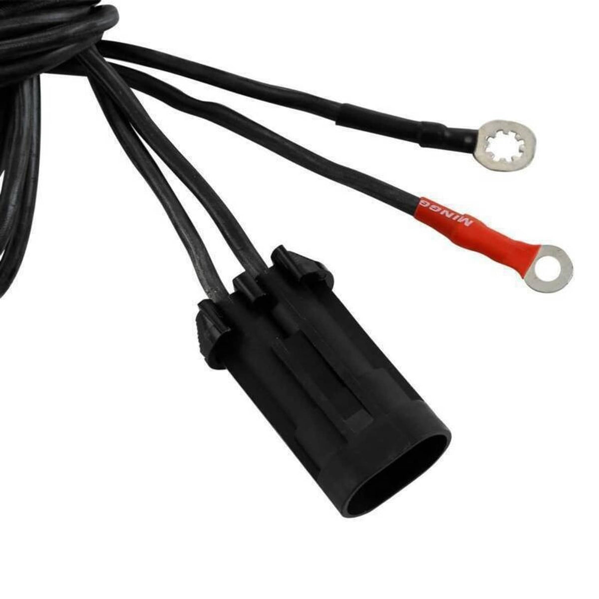 Voltage regulator wire harness with ring terminal and two-wire connector